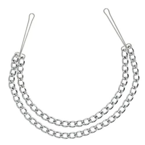 Rimba Female Sex Toys Silver Nipple Clamps with Double Chain