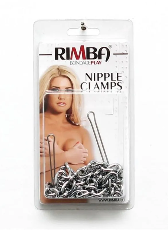 Rimba Female Sex Toys Silver Nipple Clamps with Double Chain