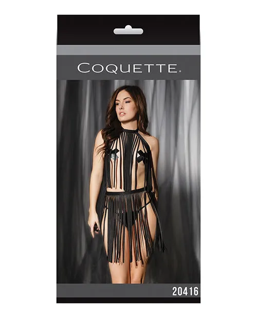 Anal Coquette International Play Darque Fringe Harness Top Skirt Black Os