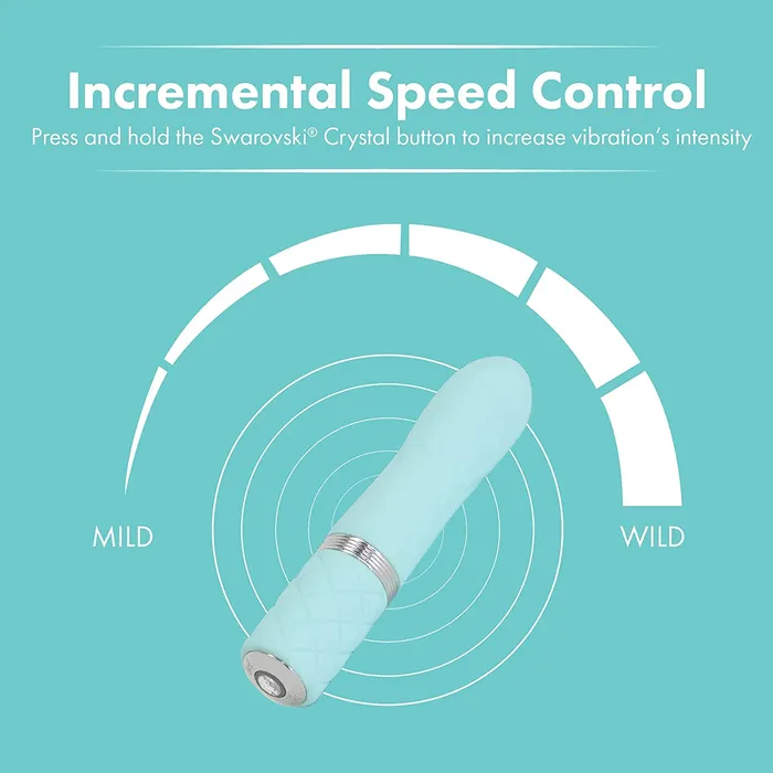 AAPD Female Sex Toys Pillow Talk FLIRTY Powerful Rechargeable Mini Bullet Vibrator with Swarovski Crystal Teal Tiffany Blue