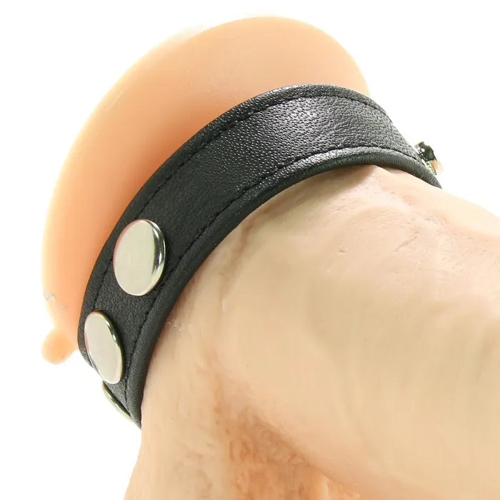 pink cherry Male Sex Toys Calexotics Colt 5 Snap Leather Cock Ring
