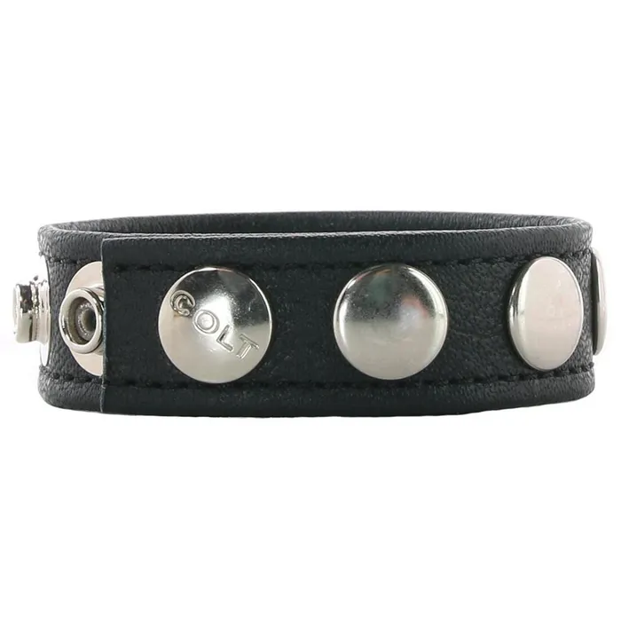 pink cherry Male Sex Toys Calexotics Colt 5 Snap Leather Cock Ring