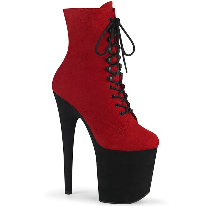 Vibrators SeductiveA809 Exotic Boot Red Faux Suede CHASTITY CAGE CO