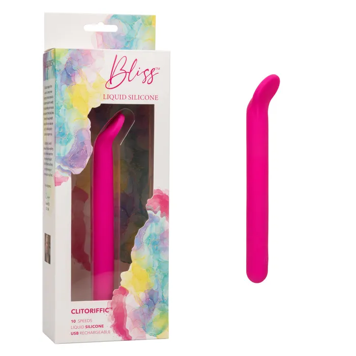 Bliss Liquid Silicone CLITORIFFIC Pink Flexible and Flat Tip Vibrator CalExotics Vibrators