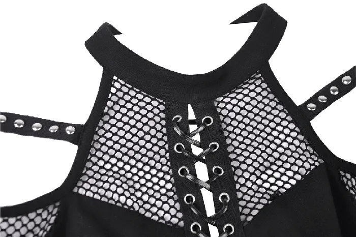 Couples EVEs SECRETS LongSleeved Mesh Top with Sheer Panels and LaceUp Front