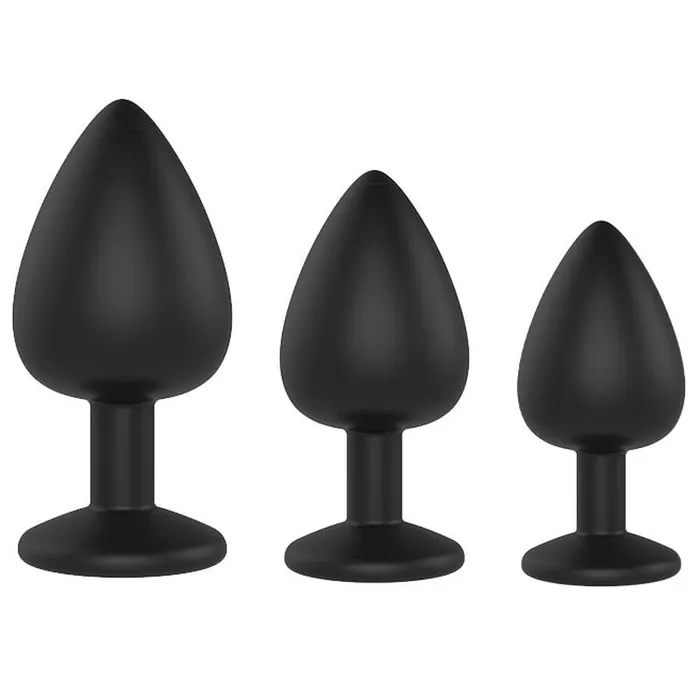 Everyday Sexy Black Silicone Butt Plug with Round Gem Large Clear AotoWholesale China Anal