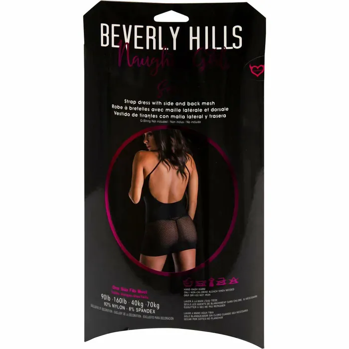 Beverly Hills Bodystockings Playsuits Beverly Hills Naughty Girl Strappy Dress with Mesh Accents Black One Size