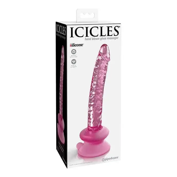 Icicles Dildos Icicles No 86 Hand Blown Glass Massager Wsuction Cup Pink