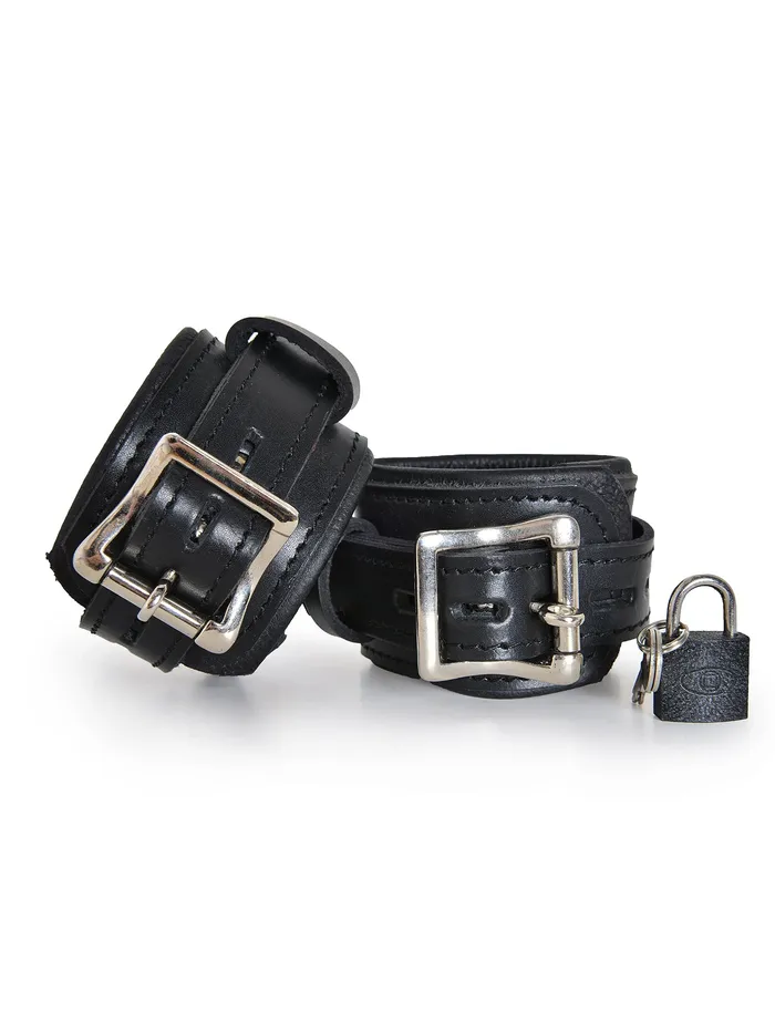 Leather Deluxe Padlock Wrist Cuffs HonourSkintwocom Restraints