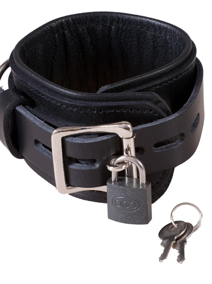 Leather Deluxe Padlock Wrist Cuffs HonourSkintwocom Restraints