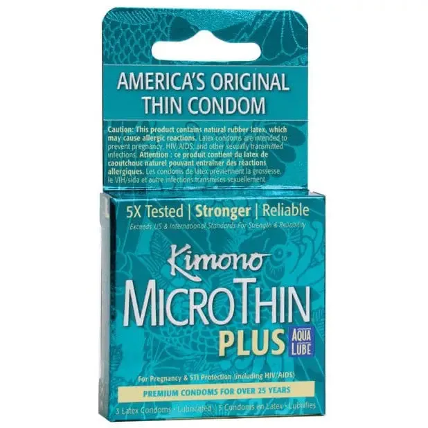 Male Sex Toys Kimono MicroThin Plus Aqua Lube Condom Kimono