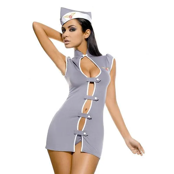 Obsessive Stewardess Costume Grey LXL Obsessive Male Sex Toys