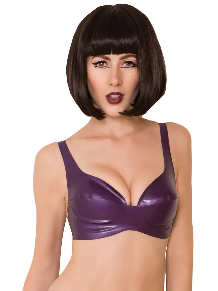 Vibrators HonourSkintwocom Latex Busty Bra in Purple