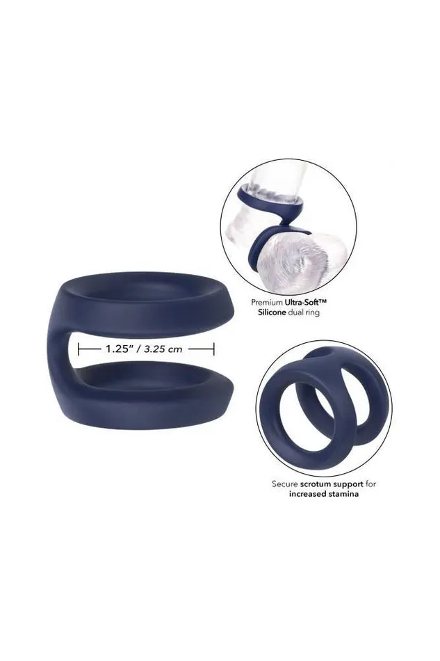 Cal Exotics Male Sex Toys Cal Exotics Viceroy Dual Silicone Cock Ring Blue