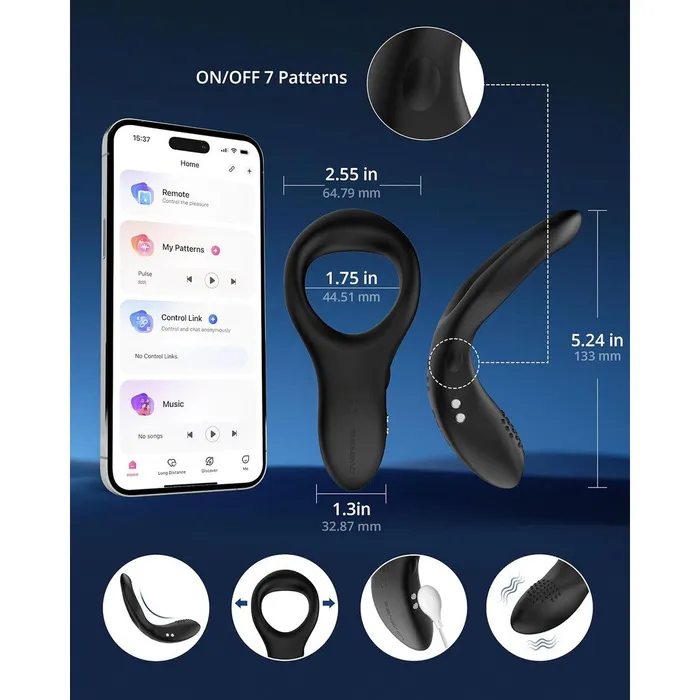 Couples Lovense Lovense Diamo BluetoothControlled Vibrating Cock Ring