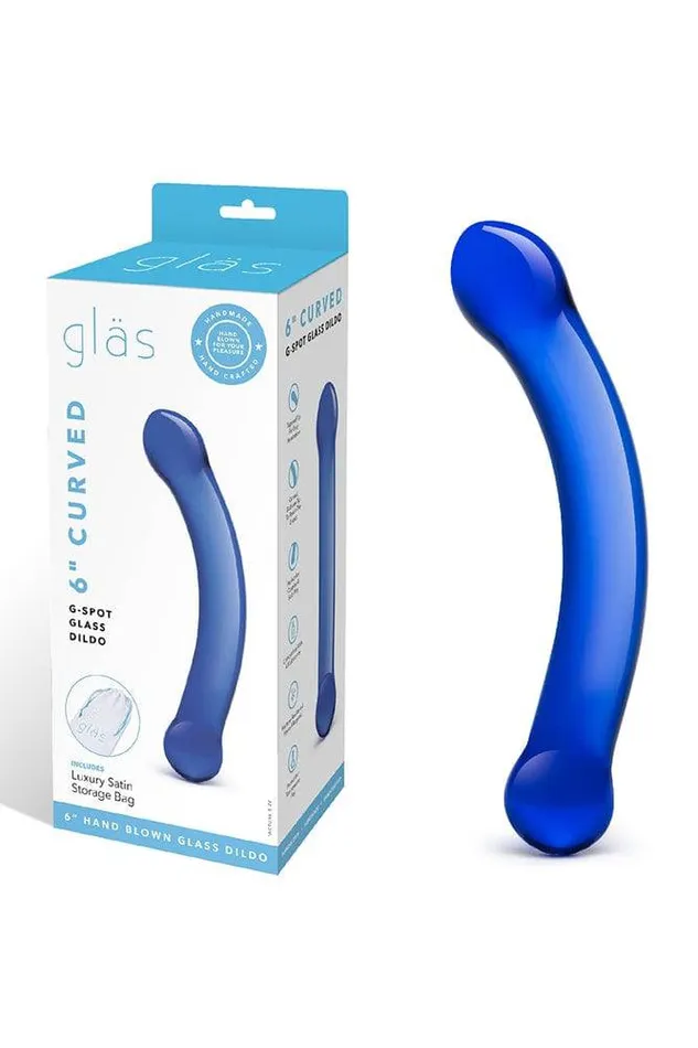 Dildos Electric Eel Gls Double Ended 6 Curved Glass Gspot Dildo Blue