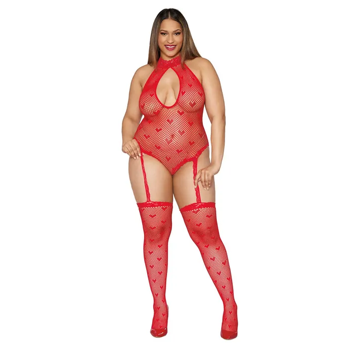 DREAMGIRL Anal Dreamgirl Lingerie Seamless Heart Fishnet Teddy Bodystocking Red 0412X DREAMGIRL Anal Dreamgirl Lingerie Seamless Heart Fishnet Teddy Bodystocking Red 0412X