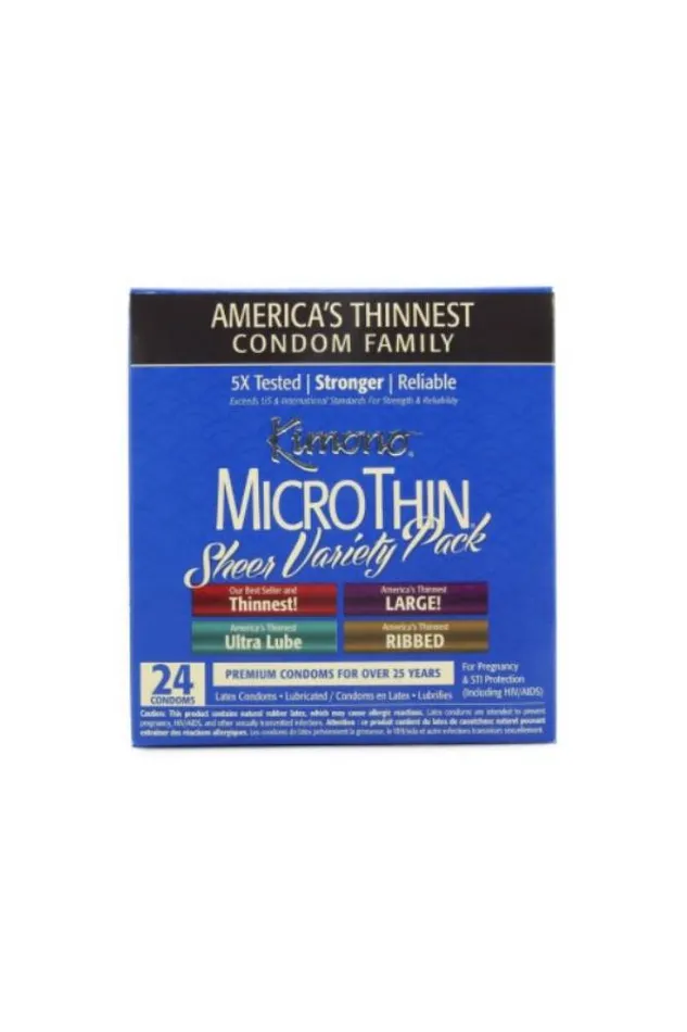 Enhancers Kimono MicroThin Sheer Condoms Variety 24 Pack Kimono