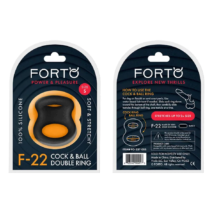 FORTO FORTO F22 Double Liquid Silicone D Ring Small Black Male Sex Toys