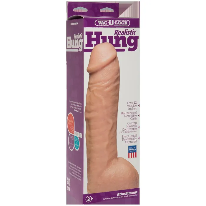 Doc Johnson Dildos VacULock Realistic Hung White
