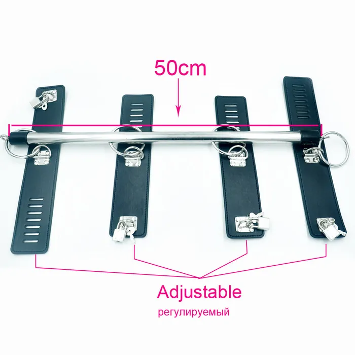 LAZADASEXTOYS New Funny BDSM Bondage Sex Steel Pipe Handcuff and Ankle Cuffs Sex Games for Couples Hardware Leather Erotic toys for Female Couples