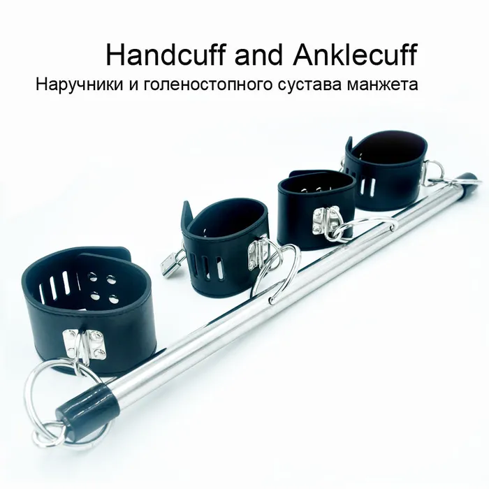 LAZADASEXTOYS New Funny BDSM Bondage Sex Steel Pipe Handcuff and Ankle Cuffs Sex Games for Couples Hardware Leather Erotic toys for Female Couples