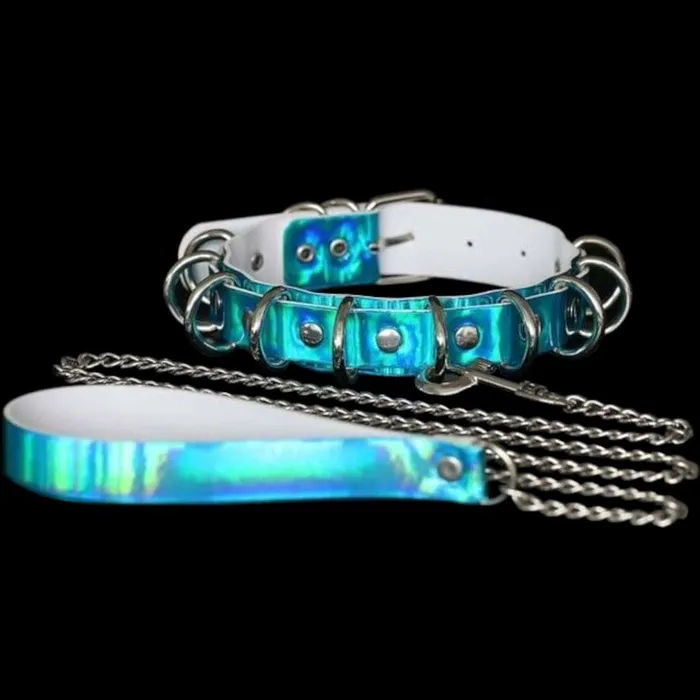 Lovegasm Restraints Total Control Holographic Leather Neck Collar