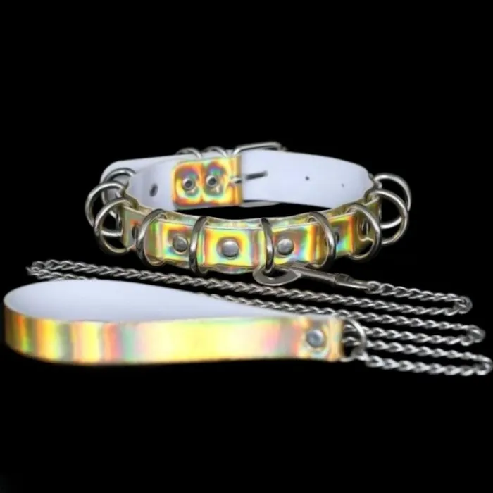 Lovegasm Restraints Total Control Holographic Leather Neck Collar