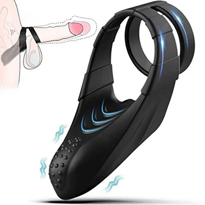 10 Vibration Modes Double Circles with Taint Teaser Cock Ring propinkup Male Sex Toys
