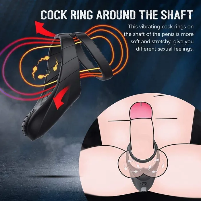 10 Vibration Modes Double Circles with Taint Teaser Cock Ring propinkup Male Sex Toys