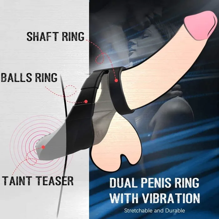 10 Vibration Modes Double Circles with Taint Teaser Cock Ring propinkup Male Sex Toys