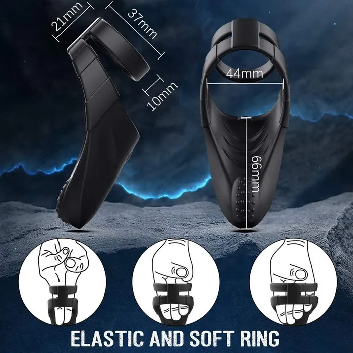 10 Vibration Modes Double Circles with Taint Teaser Cock Ring propinkup Male Sex Toys