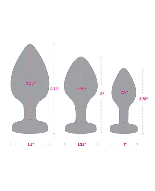 Electric Eel INC Anal Gemsations 3 pc 275 315 37 Silicone Bling Bling Heart Butt Plug Training Set Black Electric Eel INC Anal Gemsations 3 pc 275 315 37 Silicone Bling Bling Heart Butt Plug Training Set Black