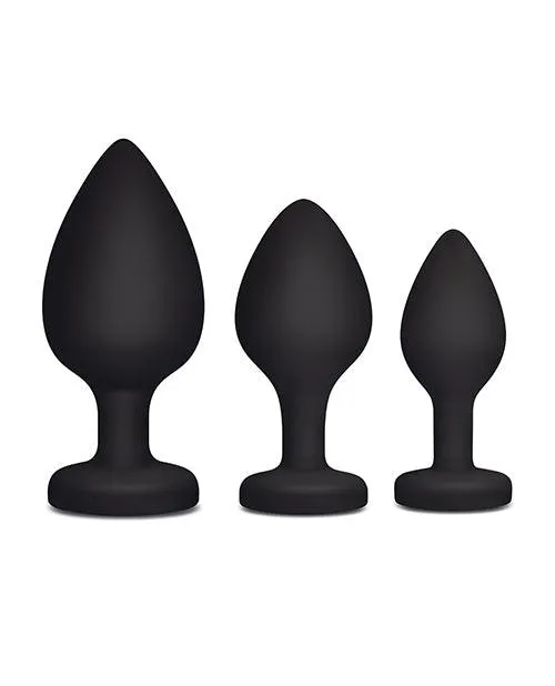 Electric Eel INC Anal Gemsations 3 pc 275 315 37 Silicone Bling Bling Heart Butt Plug Training Set Black Electric Eel INC Anal Gemsations 3 pc 275 315 37 Silicone Bling Bling Heart Butt Plug Training Set Black