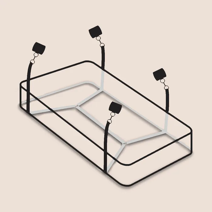 Pipedream Products Couples Fetish Fantasy Series Bed Restraint Bondage Kit tethers hand and leg cuffs Pipedream Products Couples Fetish Fantasy Series Bed Restraint Bondage Kit tethers hand and leg cuffs
