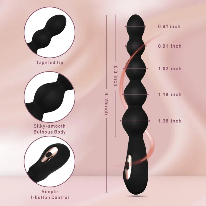 propinkup Anal 7 Frequency Vibration Anal Beads Graduated Design Butt Plug GSpot Vibrator Sex Toy for Man Woman