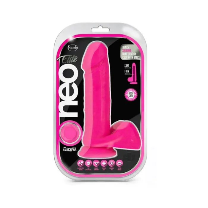 Blush Dildos Neo Elite 8inch Silicone Dualdensity Cock With Balls Neon Pink Blush Dildos Neo Elite 8inch Silicone Dualdensity Cock With Balls Neon Pink