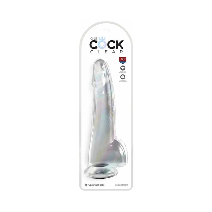 Pipedream Dildos King Cock Clear with Balls 10in Clear