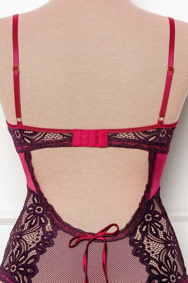Couples Mentionables Slotted Lace Crotchless Scoop Neck Teddy Sapphire Couples Mentionables Slotted Lace Crotchless Scoop Neck Teddy Sapphire