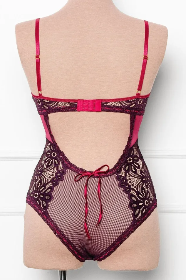 Couples Mentionables Slotted Lace Crotchless Scoop Neck Teddy Sapphire Couples Mentionables Slotted Lace Crotchless Scoop Neck Teddy Sapphire