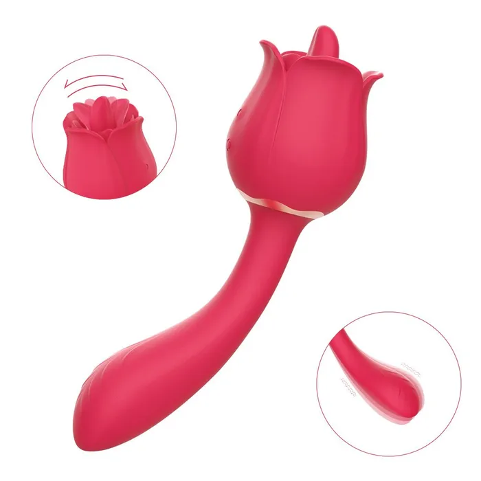 Earlypeach Female Sex Toys Rose Tongue Vibrator With Handle