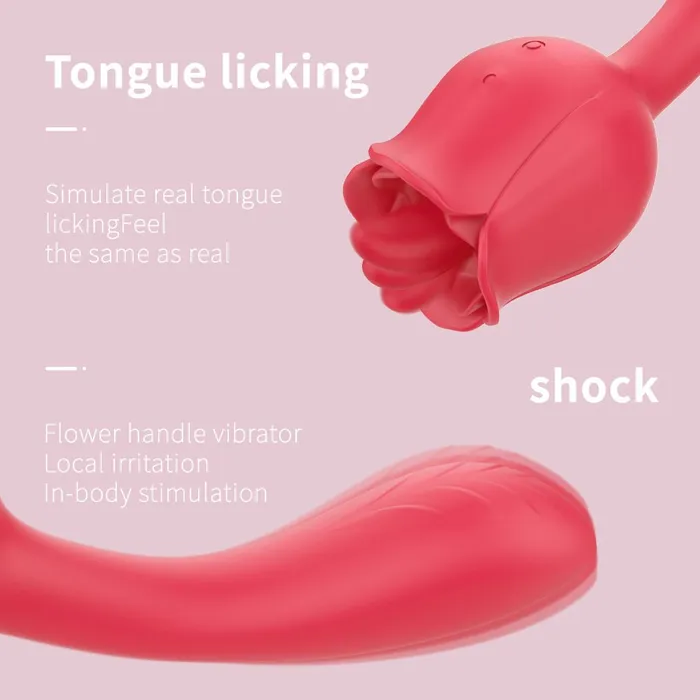 Earlypeach Female Sex Toys Rose Tongue Vibrator With Handle