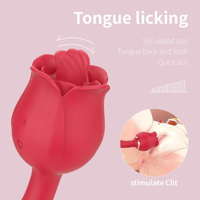 Earlypeach Female Sex Toys Rose Tongue Vibrator With Handle