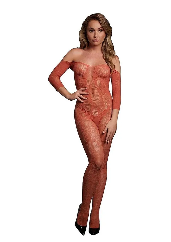 Le Desir Bodystockings Playsuits Le Desir Lace Long Sleeved Bodystocking One Size Sunset Glow Le Desir Bodystockings Playsuits Le Desir Lace Long Sleeved Bodystocking One Size Sunset Glow