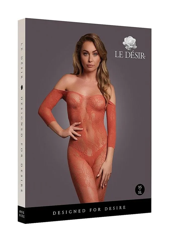 Le Desir Bodystockings Playsuits Le Desir Lace Long Sleeved Bodystocking One Size Sunset Glow Le Desir Bodystockings Playsuits Le Desir Lace Long Sleeved Bodystocking One Size Sunset Glow