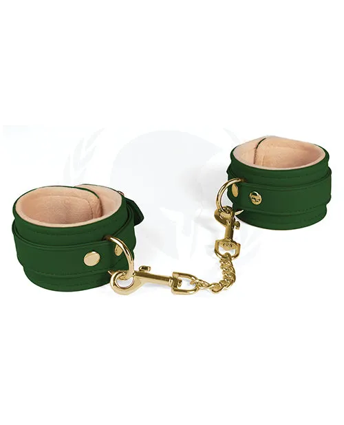 Restraints Open Desires Spartacus PU Wrist Cuffs wPlush Lining Green