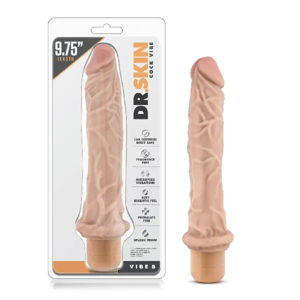 Blush Female Sex Toys Dr Skin Cock Vibe 8 975in Vibrating Cock Beige