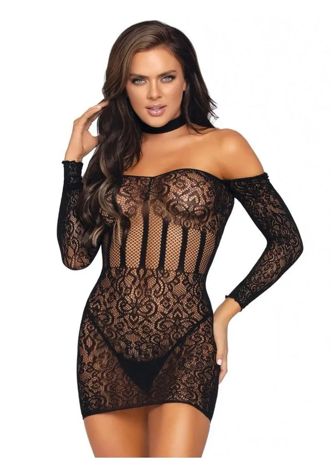 Leg Avenue Leg Avenue Lace Long Sleeve Halter Choker Mini Dress Male Sex Toys Leg Avenue Leg Avenue Lace Long Sleeve Halter Choker Mini Dress Male Sex Toys