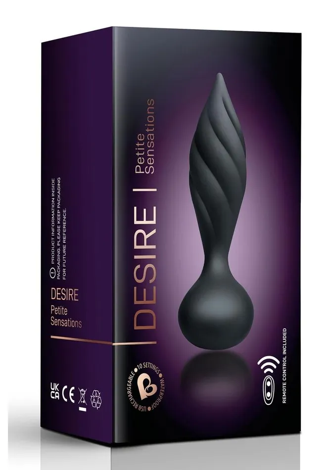 Male Sex Toys Desire Rechargeable Silicone Anal Plug with Remote Control Rocks Off
