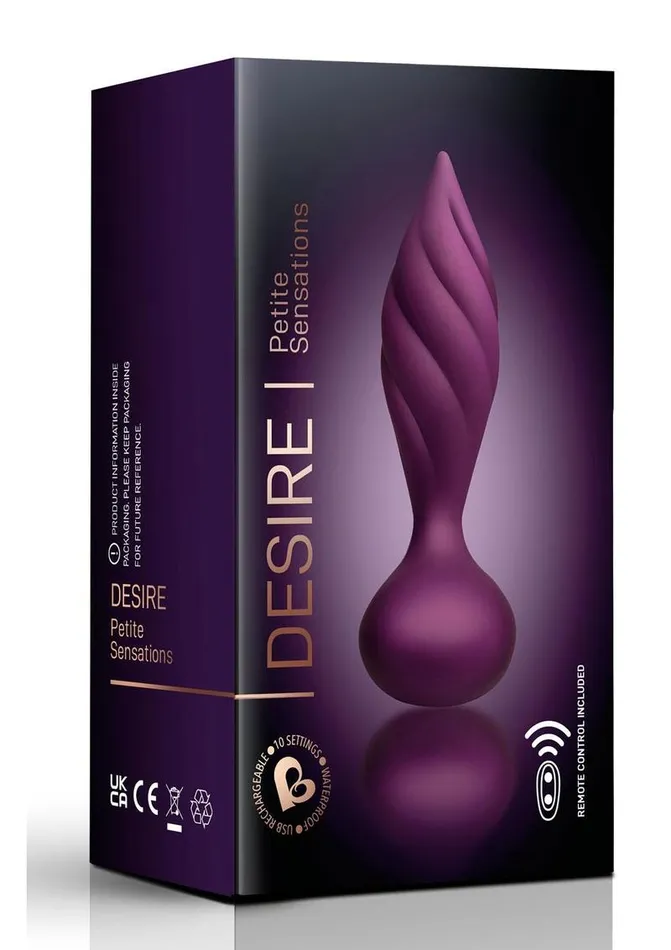 Male Sex Toys Desire Rechargeable Silicone Anal Plug with Remote Control Rocks Off